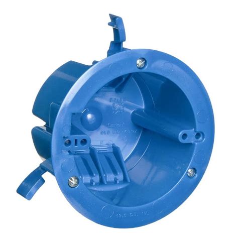 blue round plastic electrical box|size of single gang box.